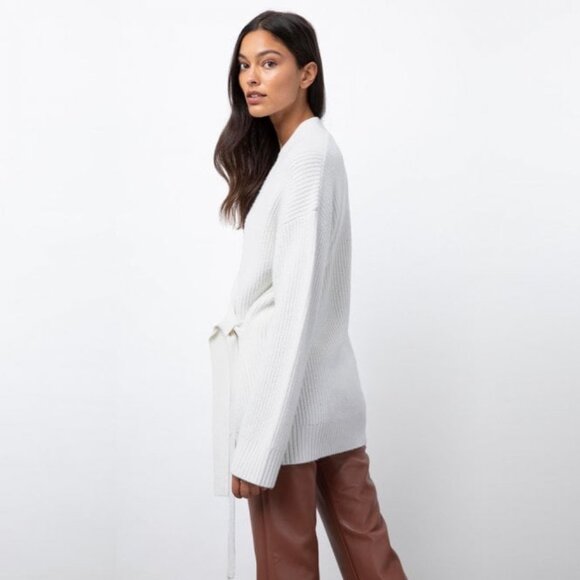 NWT $298 RAILS Ivory Chunky Nora Belted Merino Wool Cashmere Sweater L XL - Picture 5 of 8
